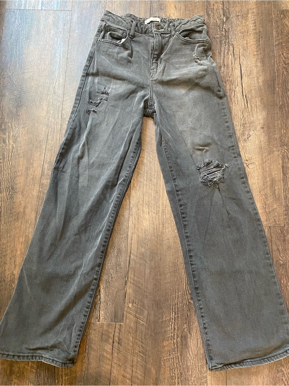 Women's Distressed Black Jeans - Casual Straight Fit